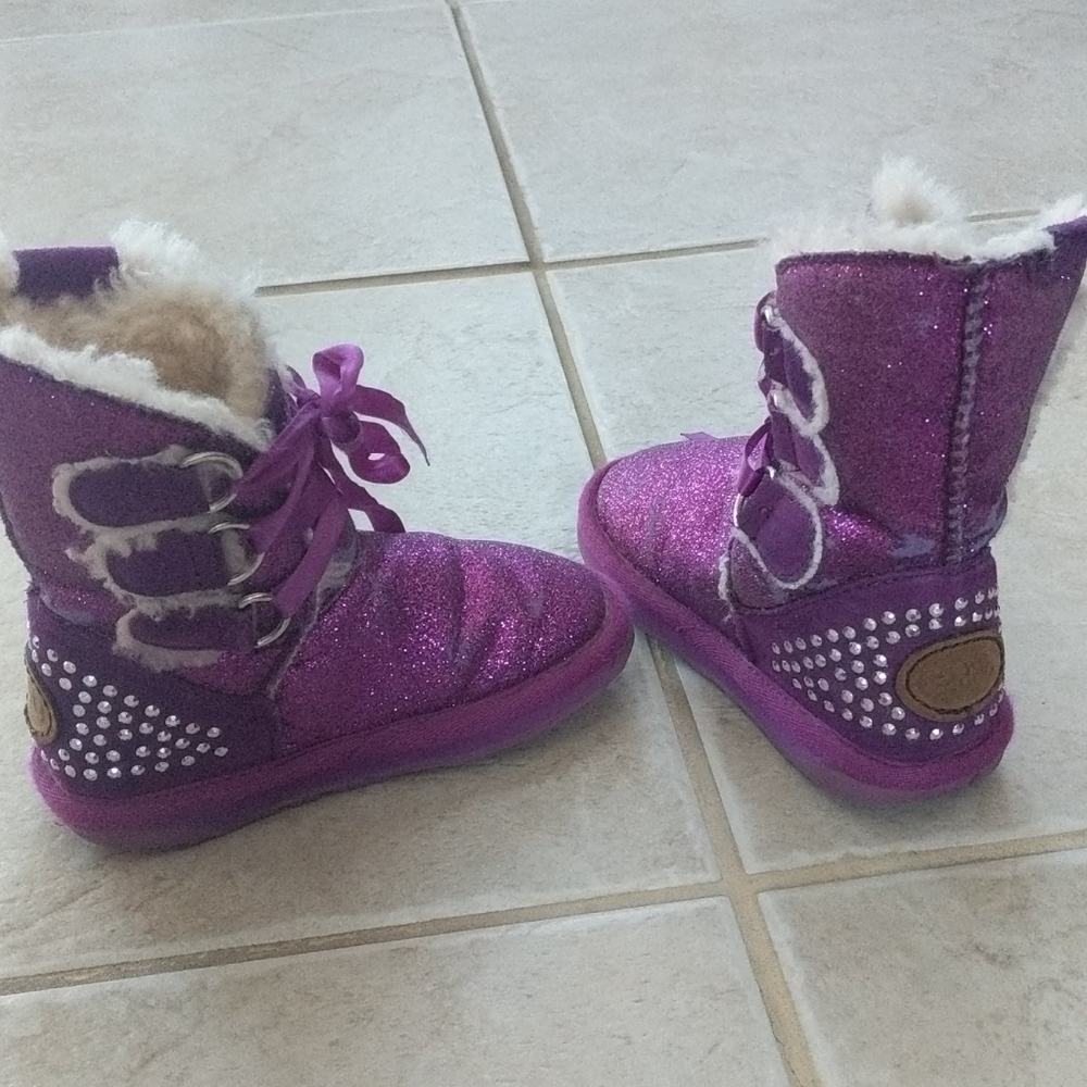 Girls 8t Emu purple sparkle boots